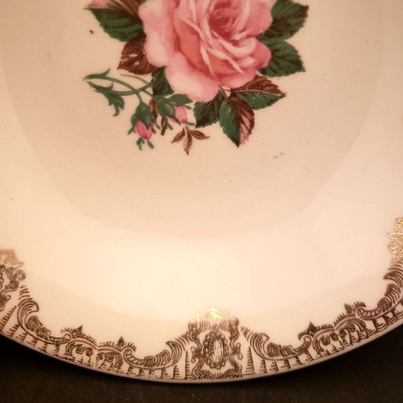 American Rose Dessert Fruit Bowls Small Paden City Pink Roses Gold Vintage Lot 3 - Picture 7 of 10